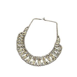 Vintage Clear Rhinestone Necklace Gatsby Style Prom Wedding Jewelry